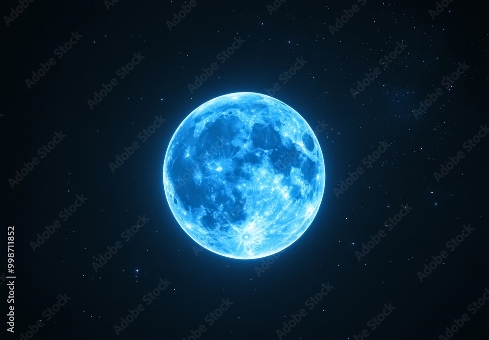 Obraz premium Blue Moon Glowing in the Dark Sky