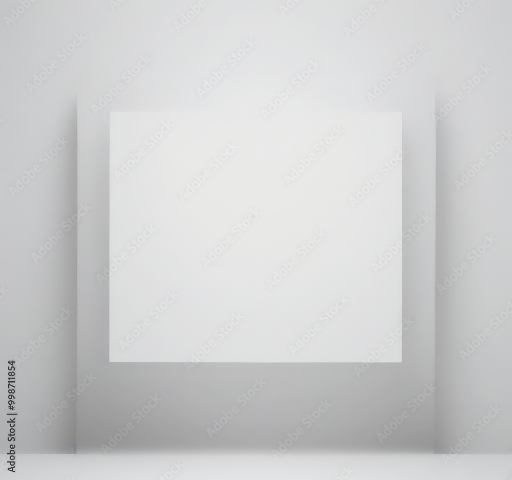 A white rectangular frame is centered against a plain white wall, creating a minimalist and clean visual effect A white rectangular frame is centered against a plain white wall, creating a minimalist and clean visual effect