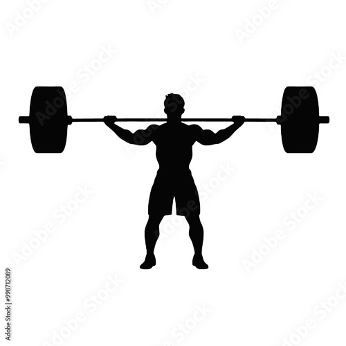 Strong man doing weightlifting  Silhouette