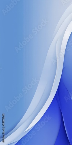 a gradient background transitioning from a deep blue at the top to a lighter shade at the bottom, with a white wave-like pattern on the right side