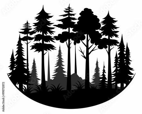 National Forest Pines,forest silhouette vector,forest  vector illustration,Forest Breeze