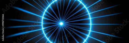 a circular pattern of blue and white light rays radiating outwards from a central point, creating a striking visual effect.