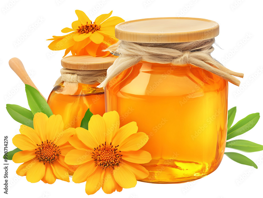 a group of jars with yellow liquid and flowers a group of jars with yellow liquid and flowers