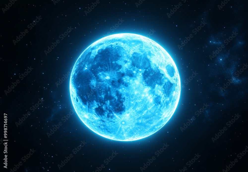 Blue Moon Glowing in the Dark Sky minimal style with copy space for text Blue Moon Glowing in the Dark Sky minimal style with copy space for text