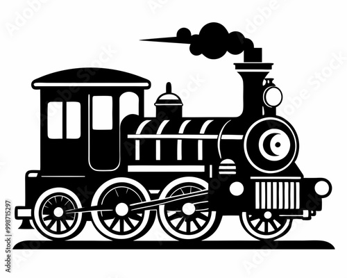 old train retro locomotive steam silhouette vector illustration,Black silhouette retro train engine