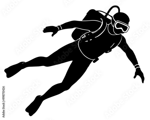 scuba diving silhouette vector,scuba diving vector icon