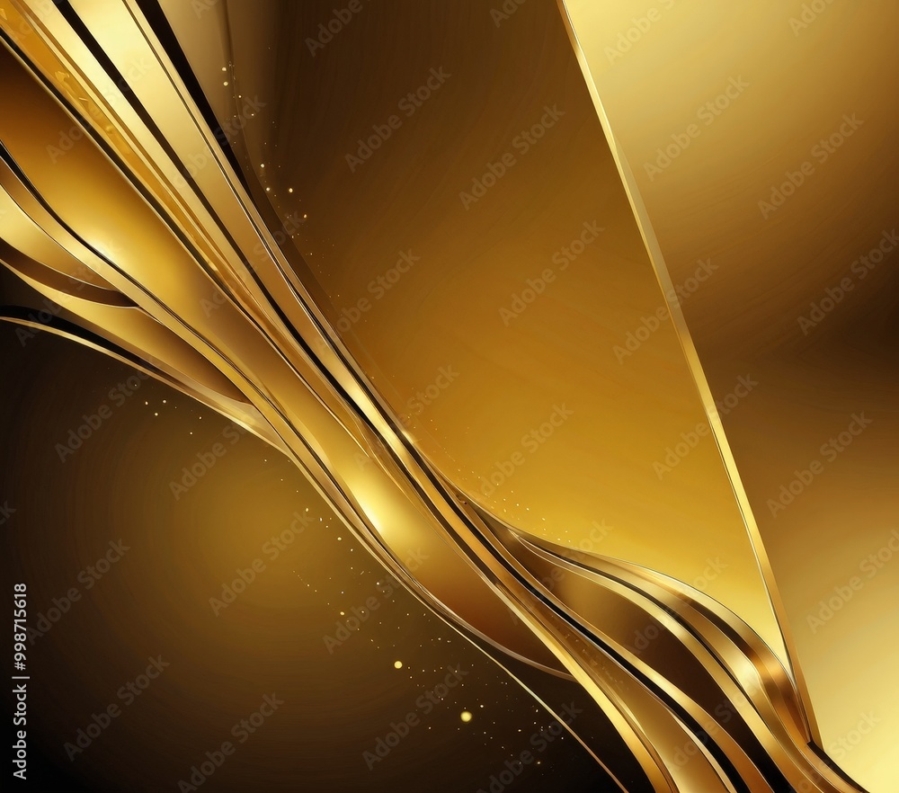 Obraz premium a striking abstract composition of golden lines and curves, creating a sense of movement and dynamism The golden lines and curves are set against a dark background,