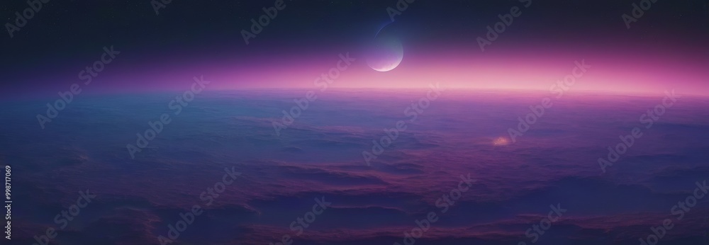 a serene night sky with a crescent moon and a glowing horizon, set against a backdrop of a vast expanse of clouds and a faint orange glow. a serene night sky with a crescent moon and a glowing horizon, set against a backdrop of a vast expanse of clouds and a faint orange glow.