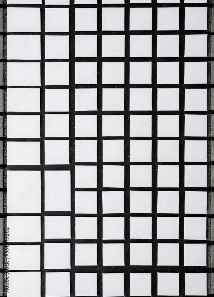 A grid of white squares with black lines, creating a geometric pattern A grid of white squares with black lines, creating a geometric pattern