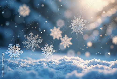 Winter Flurry: Enchanting 3D Snowflakes for Holiday Marketing, Greeting Cards, and Seasonal Promotions