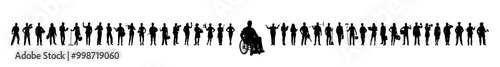 Group people different occupations professions standing together vector silhouettes set 5