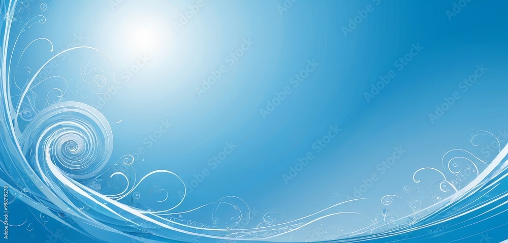 a serene, abstract blue background with a central sunburst and swirling, curving lines that create a sense of movement and fluidity a serene, abstract blue background with a central sunburst and swirling, curving lines that create a sense of movement and fluidity