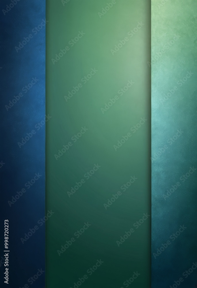 three vertical panels, each with a different color gradient: blue, green, and teal The blue panel is on the left, the green panel is in the center, and the teal panel is on three vertical panels, each with a different color gradient: blue, green, and teal The blue panel is on the left, the green panel is in the center, and the teal panel is on