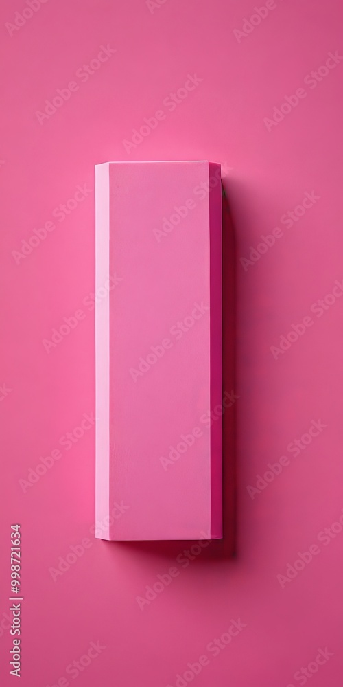 A pink rectangular object is centered against a solid pink background A pink rectangular object is centered against a solid pink background