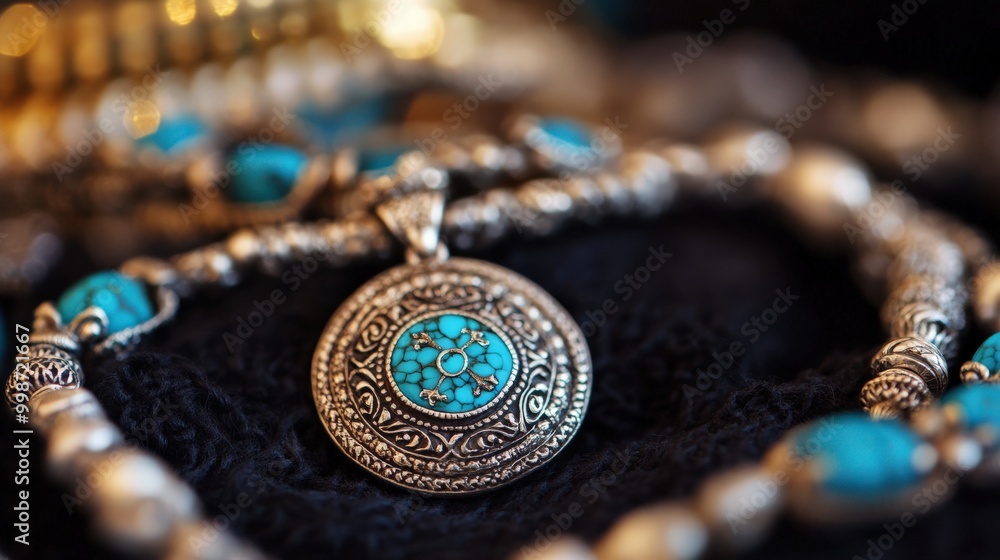 Intricate silver bedouin jewelry with turquoise stones for elegant fashion and decor Intricate silver bedouin jewelry with turquoise stones for elegant fashion and decor