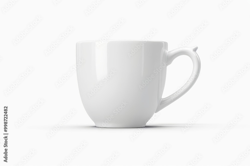 there is a white coffee cup with a handle on a white surface there is a white coffee cup with a handle on a white surface