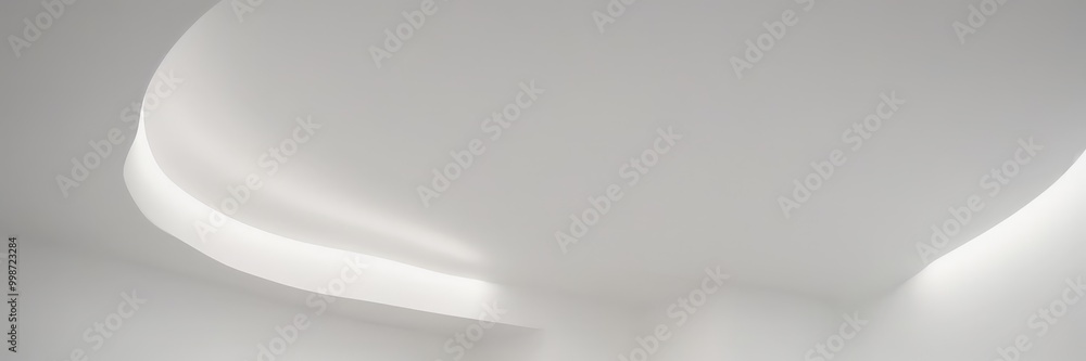 a minimalist interior with a curved white ceiling and a light source on the left side, creating a sense of depth and dimension a minimalist interior with a curved white ceiling and a light source on the left side, creating a sense of depth and dimension