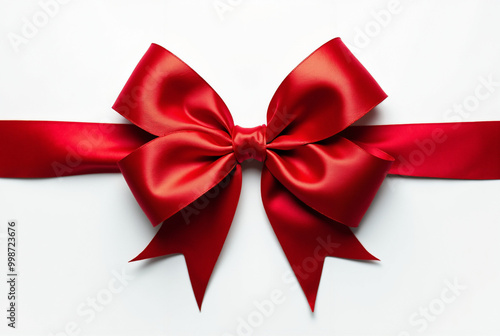 Luxurious Red Satin Bow: Elegant Centerpiece for Holiday Promotions, Gift Services, and Festive Marketing