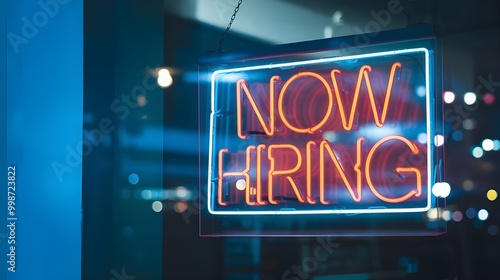 Neon Sign Now Hiring Job Opportunities Business Recruitment