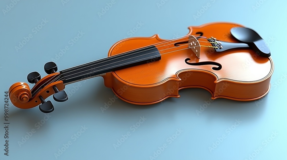 Fototapeta premium A beautifully crafted orange violin, showcasing intricate details and smooth lines, perfect for music and art enthusiasts.