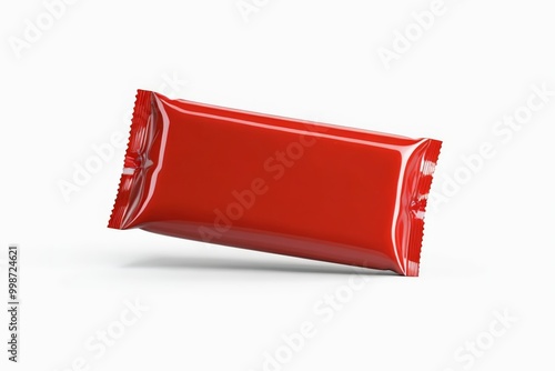 a close up of a red candy bar on a white surface photo