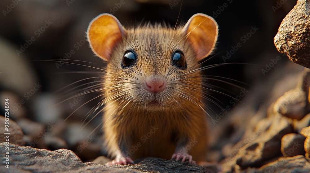 Close-Up Portrait of a Cute Mouse in Nature Close-Up Portrait of a Cute Mouse in Nature