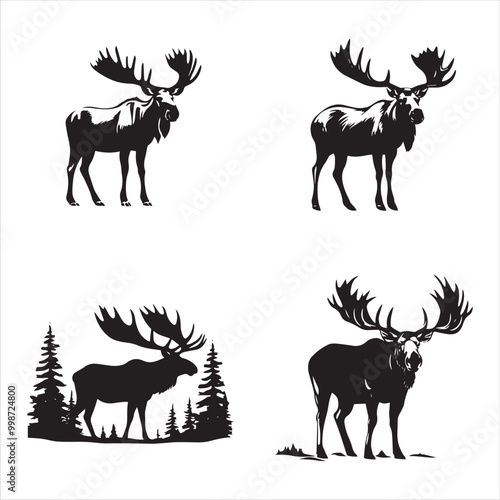 deer silhouette vector illustration, 