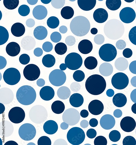 A seamless pattern of blue and gray circles of varying sizes, creating a visually appealing and abstract design