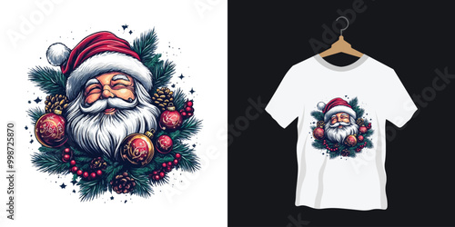 Christmas Cute Santa Claus Western Xmas T- shirt Design
