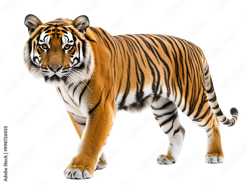 Fototapeta premium a tiger walking on a white background