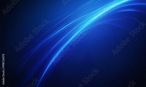 a dark blue background with a curved, blue line that appears to be moving across the frame, creating a sense of motion and dynamism