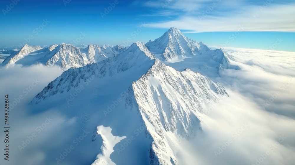 Aerial View of Majestic Mountain Range in Dramatic Setting Aerial View of Majestic Mountain Range in Dramatic Setting