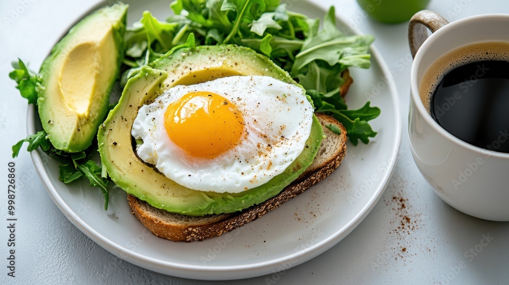 Fresh Minimalist Lunch with Avocado and Egg Fresh Minimalist Lunch with Avocado and Egg