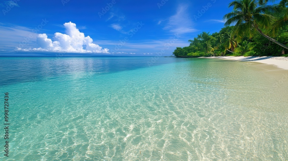 Fototapeta premium Serene Tropical Beach with Crystal Clear Waters