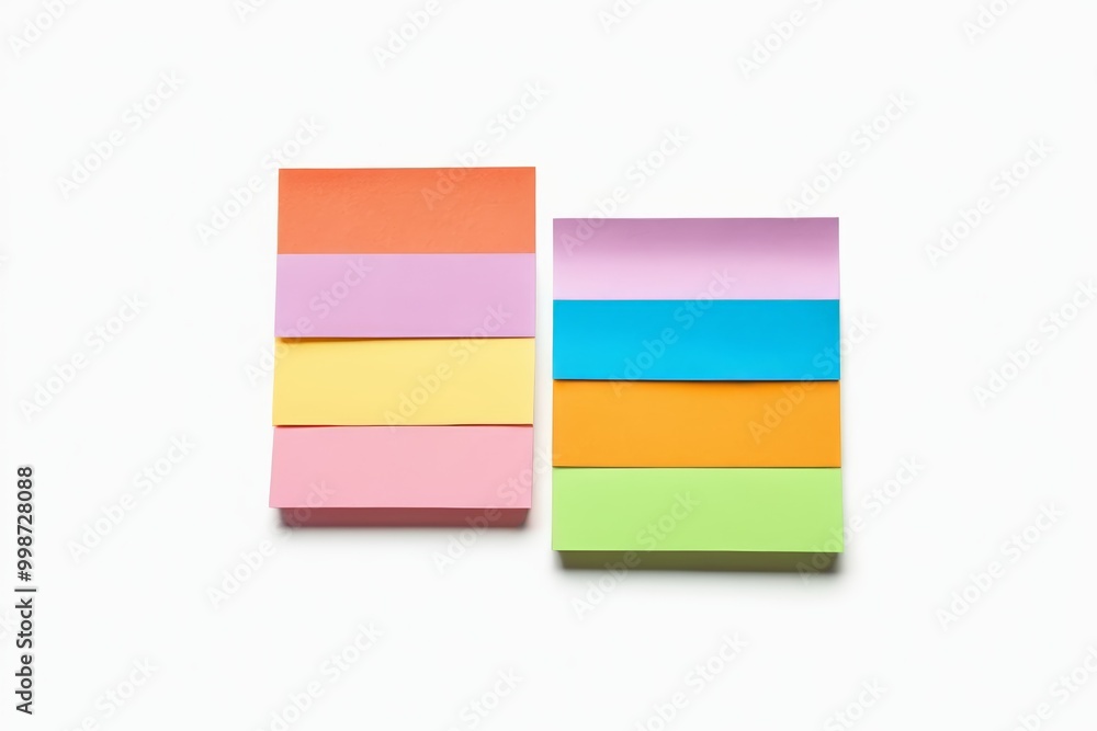 several colorful sticky notes are lined up on a white surface several colorful sticky notes are lined up on a white surface
