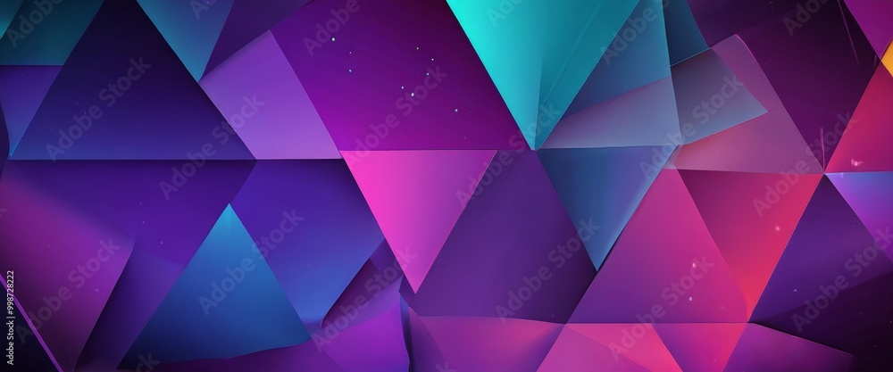 Obraz premium a vibrant abstract composition of overlapping triangular shapes in various shades of purple, blue, and pink, creating a dynamic and visually striking pattern