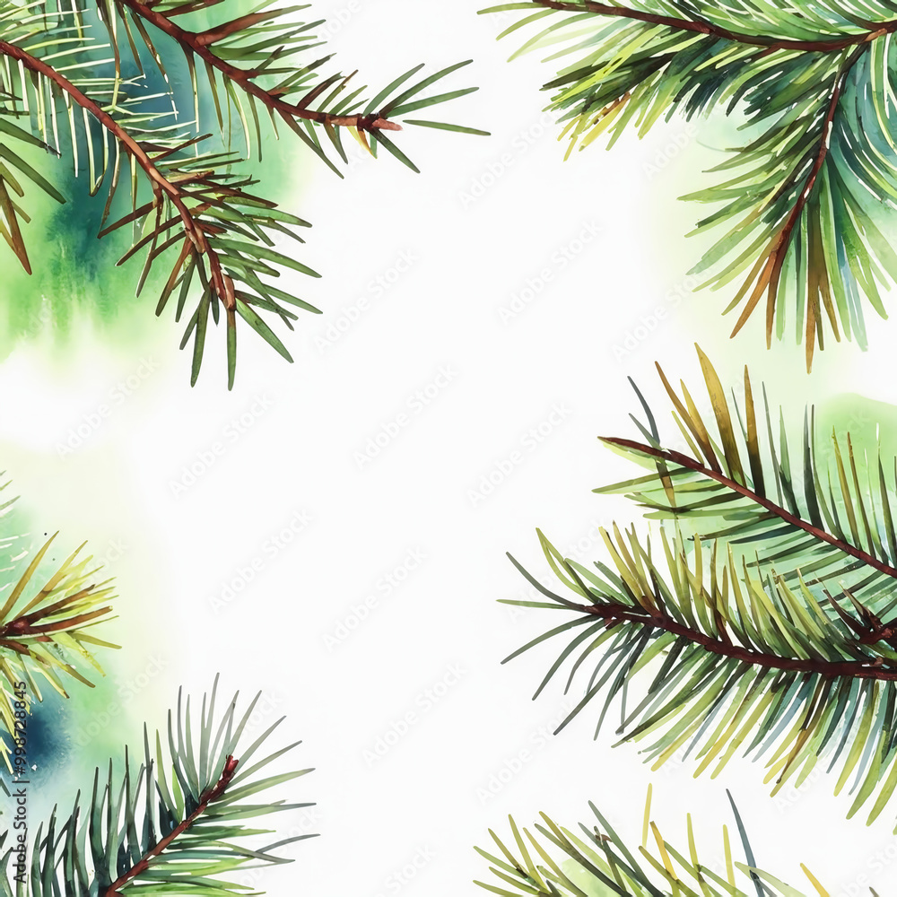 spruce branches on a white background. drawing with paints. winter, new year. watercolor illustration. artificial intelligence generator, AI, neural network image. background for the design. spruce branches on a white background. drawing with paints. winter, new year. watercolor illustration. artificial intelligence generator, AI, neural network image. background for the design.