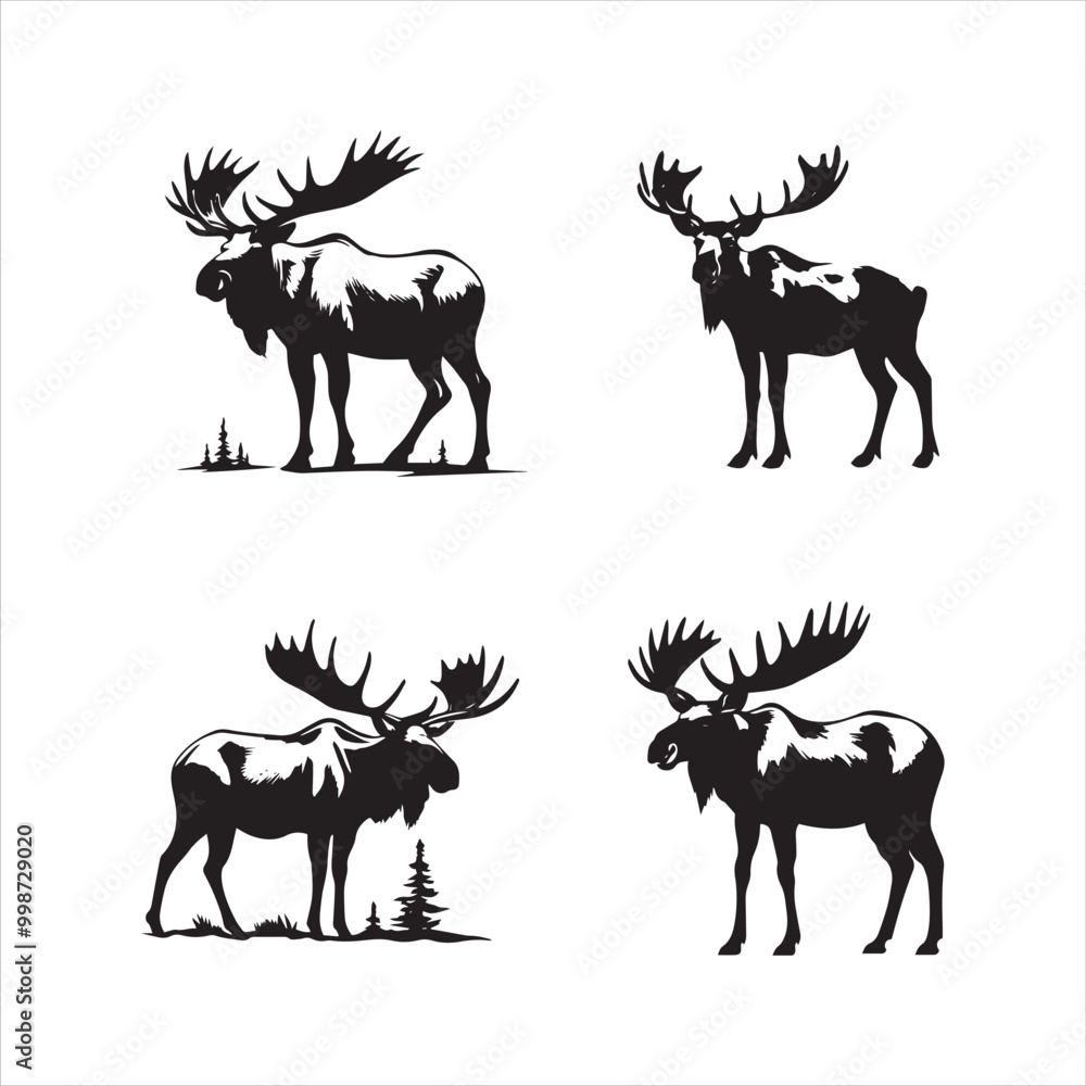 deer silhouette vector illustration, deer silhouette vector illustration,
