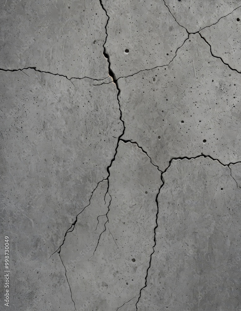Obraz premium a close-up view concrete surface with visible cracks and crevices, conveying a sense of wear and tear
