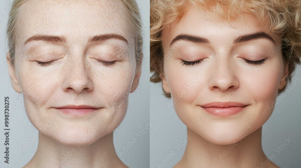 Before and after skincare transformation for radiant, youthful skin Before and after skincare transformation for radiant, youthful skin