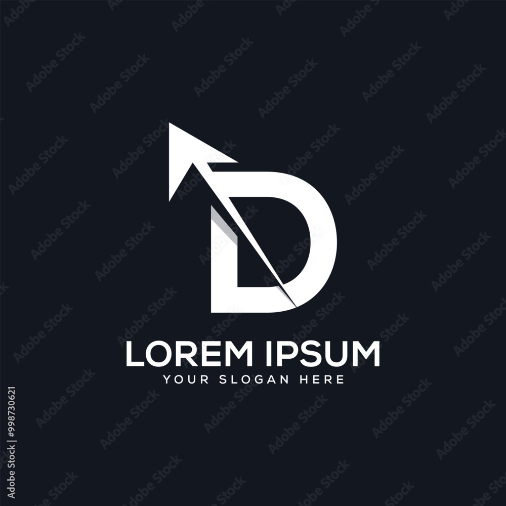 Minimal Letter D Arrow logo design concept illustration. abstract modern d arrow design template. Minimal Letter D Arrow logo design concept illustration. abstract modern d arrow design template.