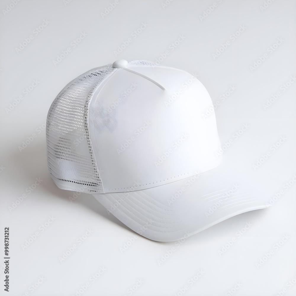Blank White Baseball Cap with Mesh Back Mockup for Branding and Design Blank White Baseball Cap with Mesh Back Mockup for Branding and Design