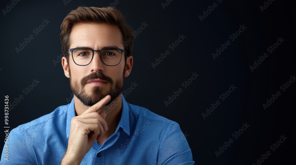 Thoughtful Man in Glasses Reflecting on Finance Topics Thoughtful Man in Glasses Reflecting on Finance Topics
