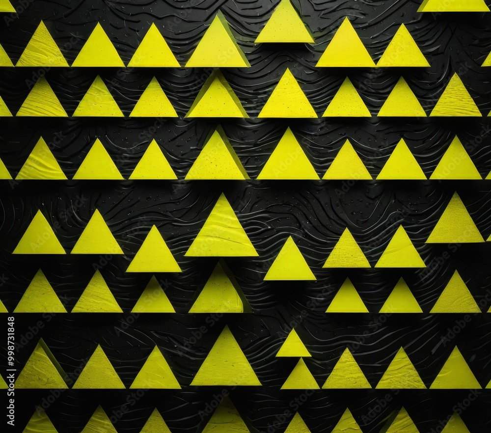 a repeating pattern of yellow triangles on a black background, creating a visually striking and geometric design a repeating pattern of yellow triangles on a black background, creating a visually striking and geometric design