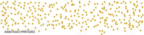 Golden glitter stars background . Vector seamless border with stars confetti .Falling stars background. The dust golden sparks.Luxury sparkling confetti