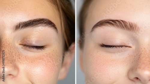 Eyebrow transformation: before and after split screen for beauty routine insights