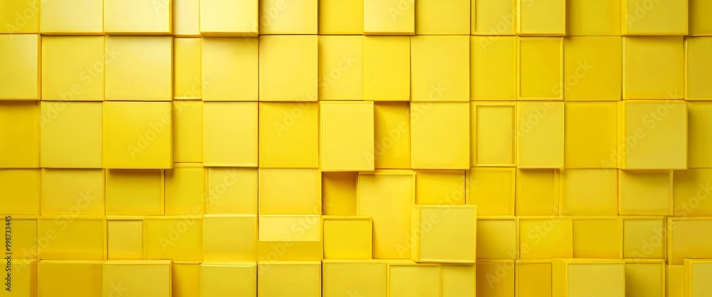 A yellow geometric pattern composed of numerous overlapping cubes, creating a visually striking and abstract background A yellow geometric pattern composed of numerous overlapping cubes, creating a visually striking and abstract background