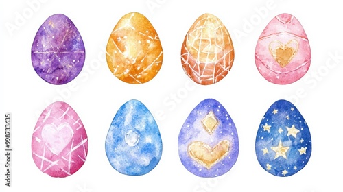 Handmade easter eggs with watercolor patterns for artful spring celebrations