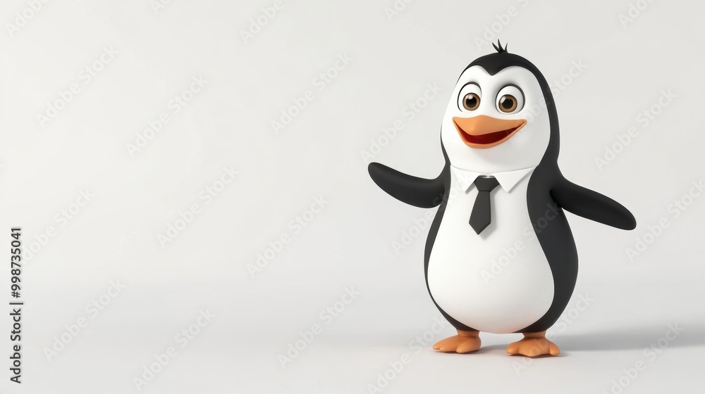 Cheerful Animated Penguin in a Business Suit Pose Cheerful Animated Penguin in a Business Suit Pose