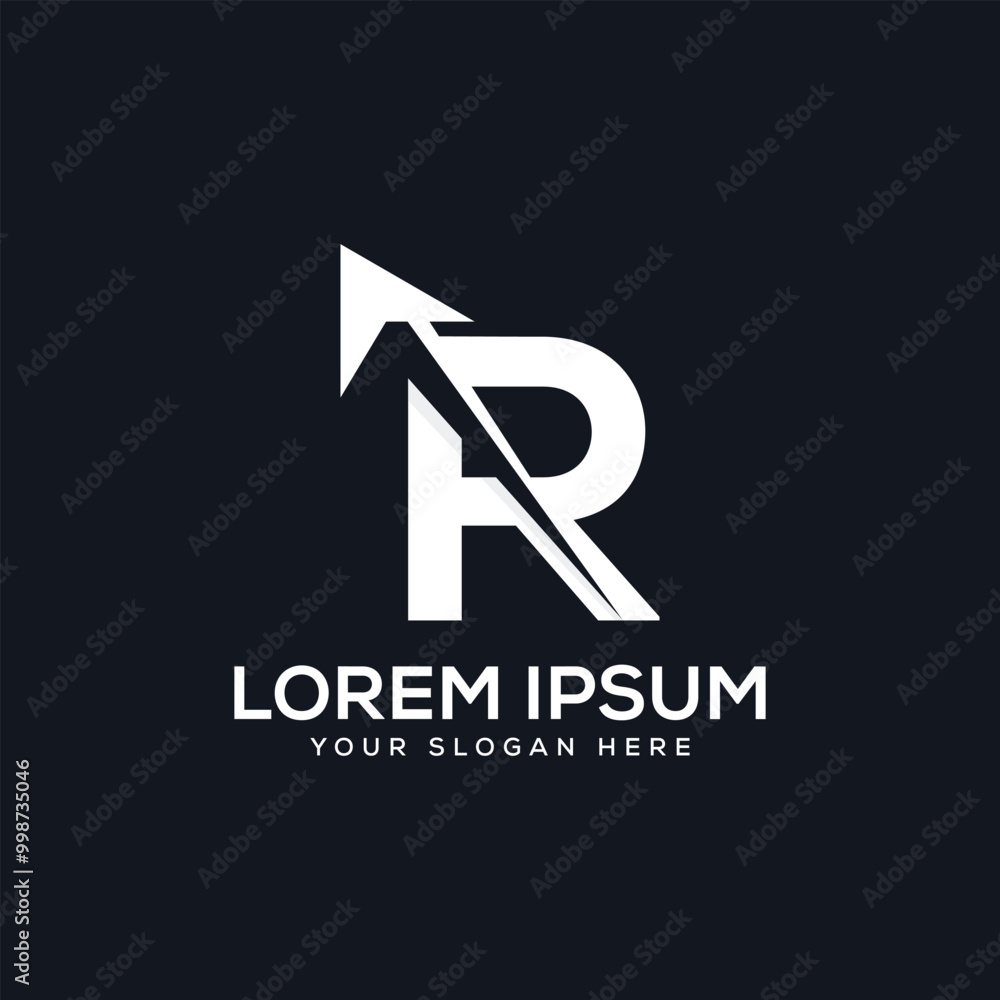 Minimal Letter R Arrow logo design concept illustration. abstract modern r arrow design template. Minimal Letter R Arrow logo design concept illustration. abstract modern r arrow design template.